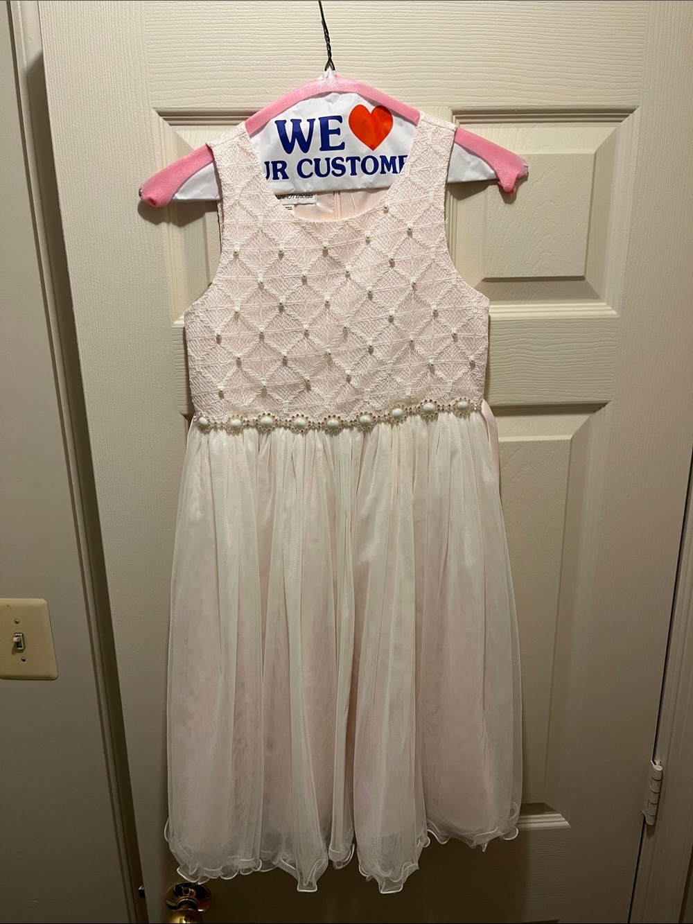 Macy's Light Pink Beaded Bodice Tulle Party Dress